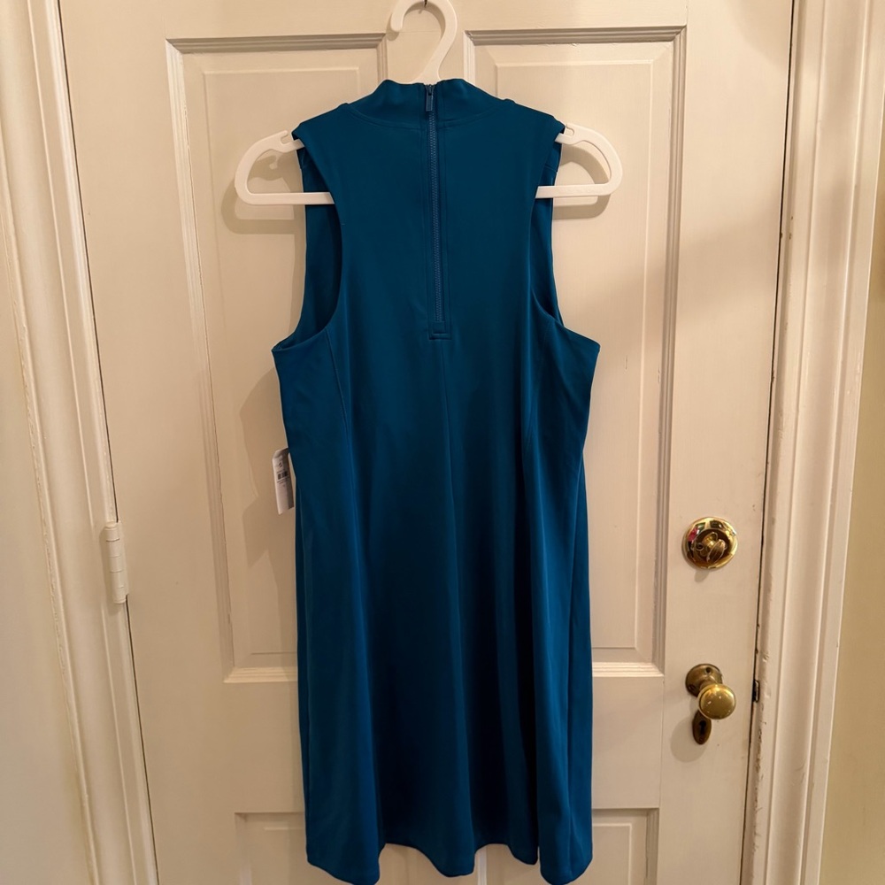 Lou and Grey Luvstretch Mock Neck Halter Dress Teal Blue